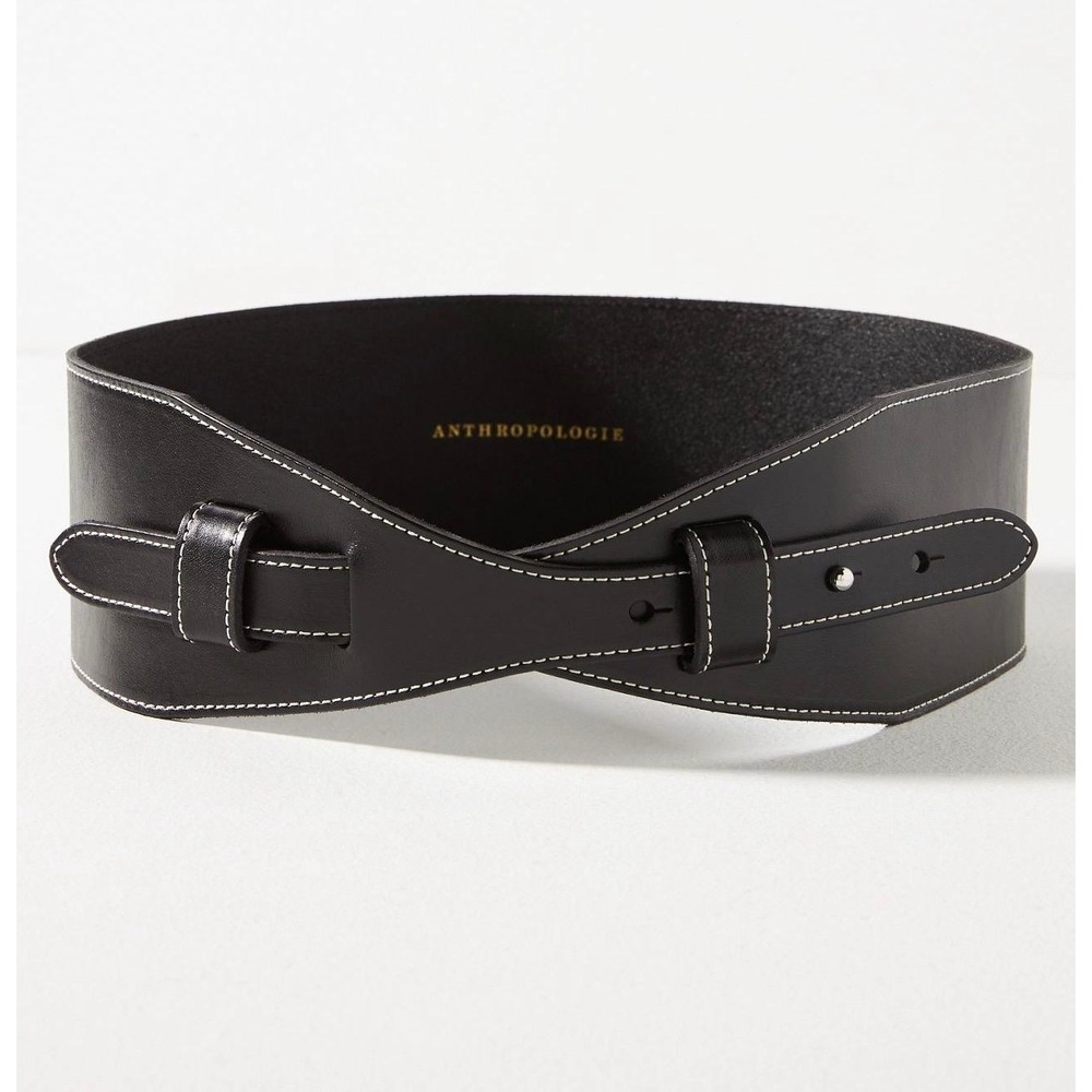 ANTHROPOLOGIE Women's New SMALL‎ Wide Corset Belt GENUINE LEATHER Waist Styling